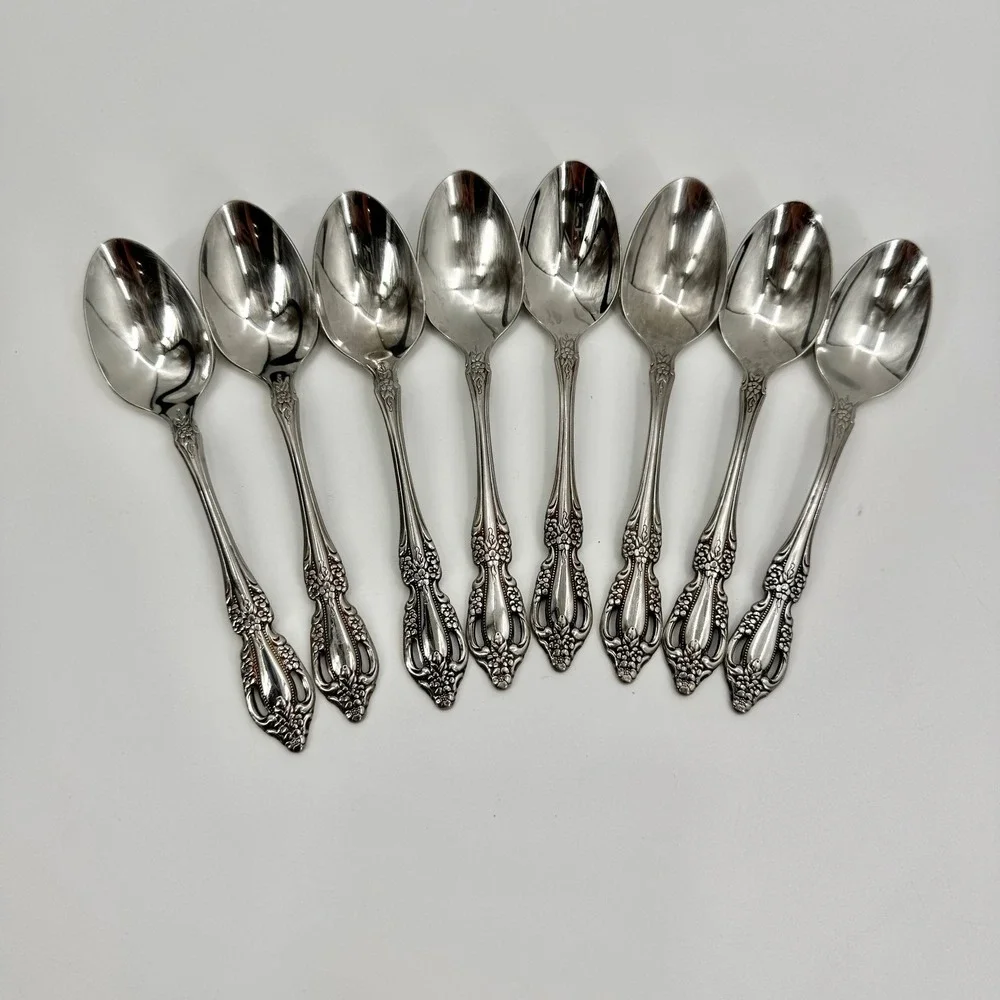 Oneida Distinction Deluxe Raphael Pattern Stainless Steel Set 8 Teaspoons 6